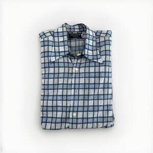 VTG GIVENCHY GENTLEMEN PARIS MENS BLUE CASUAL SHIRT 16.5/34 LARGE VGC!